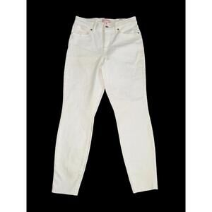 Lucky Brand Skinny Jeans Womens 8/29 White Denim Mid-Rise Pockets Frayed Zip Fly